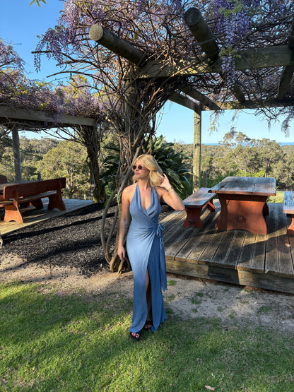 Bec and Bridge - Sovena Wrap Dress in Steel Blue