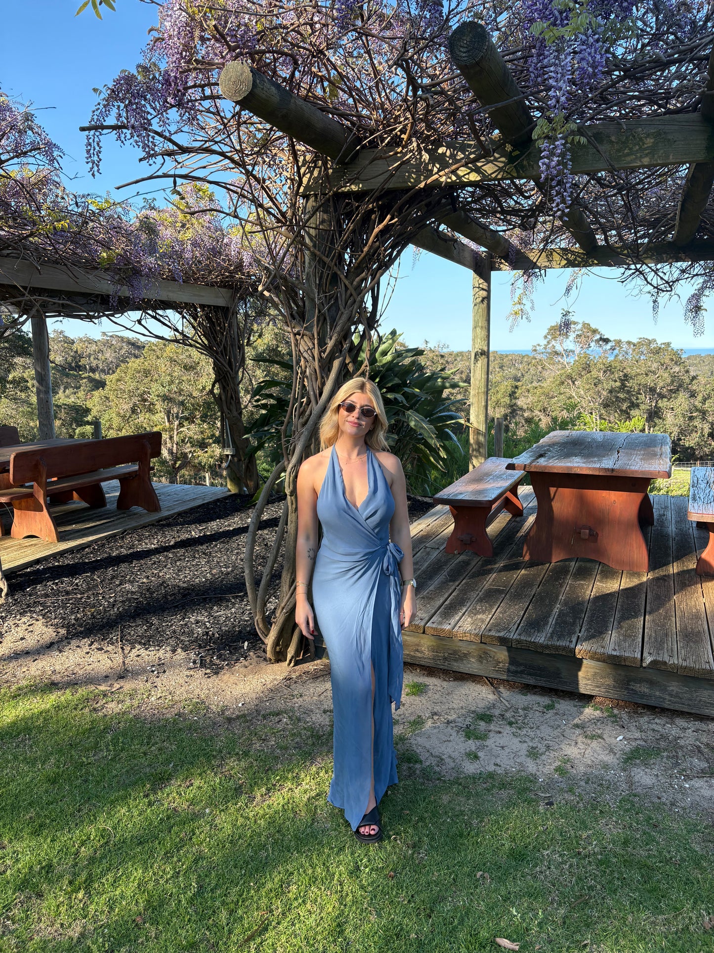 Bec and Bridge - Sovena Wrap Dress in Steel Blue