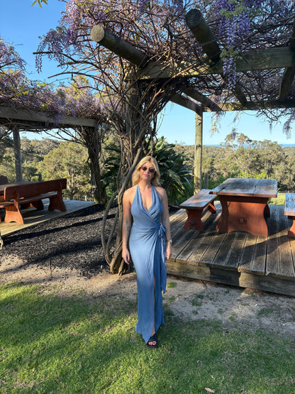Bec and Bridge - Sovena Wrap Dress in Steel Blue