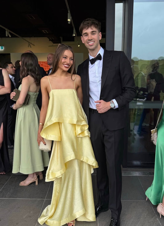 Elliatt - Tilly Tiered Maxi Dress in Butter Yellow