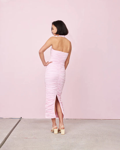 Ruby - Ariel Halter Dress in Carnation rwsb. Ruby - Ariel Halter Dress in Carnation rwsb.