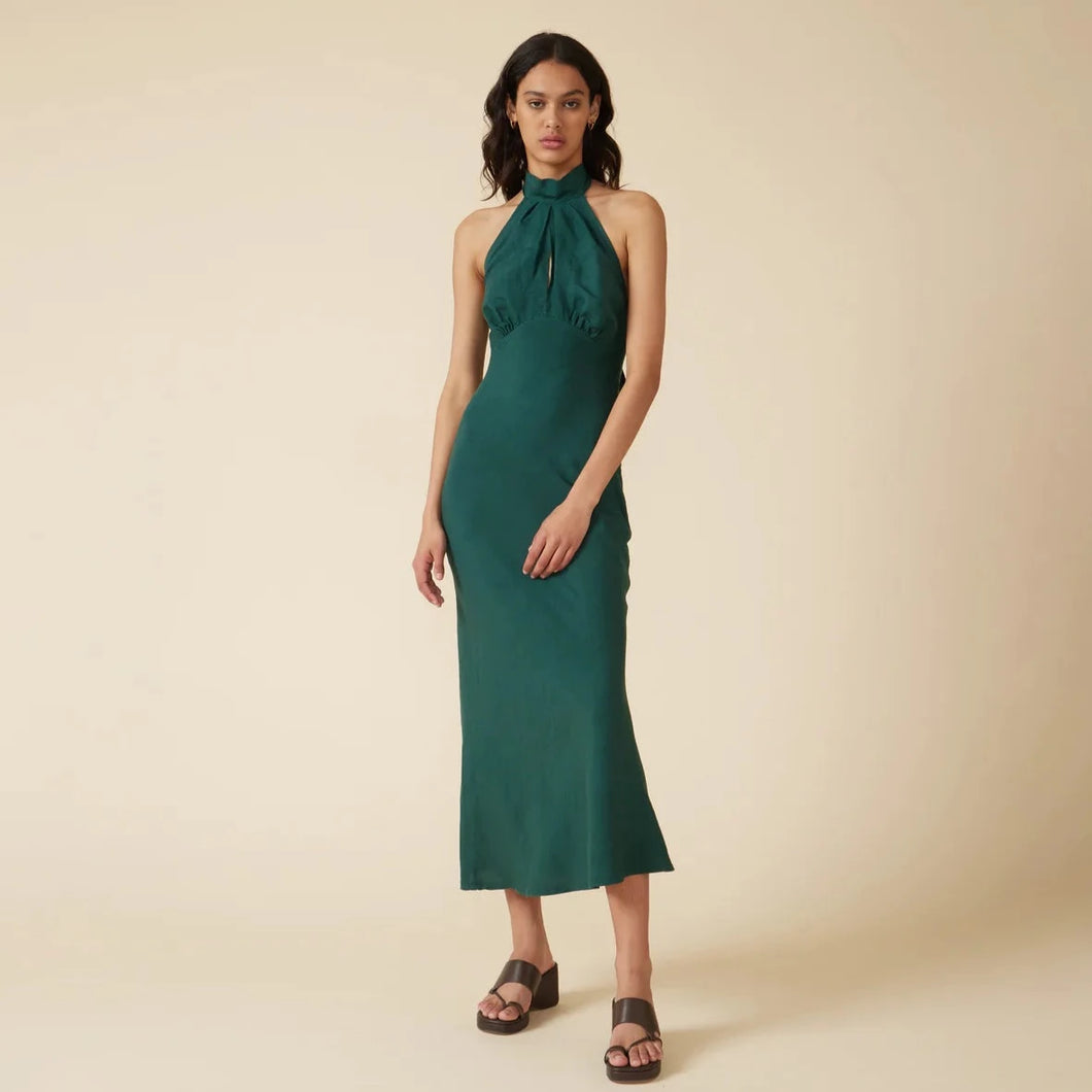 Ruby - Gigi Linen Halter Dress Emerald
