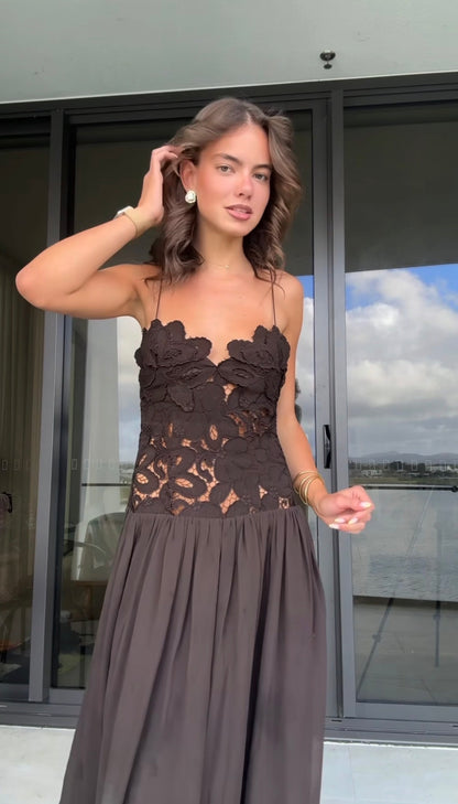 Hansen and Gretel - Stephanie Maxi Dress in Cedar Brown