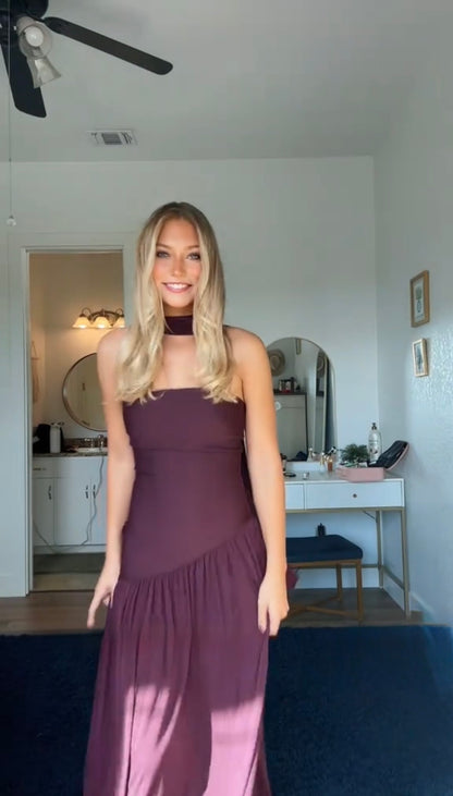 FN - Amelia Drop Waist Bandage Gown in Plum