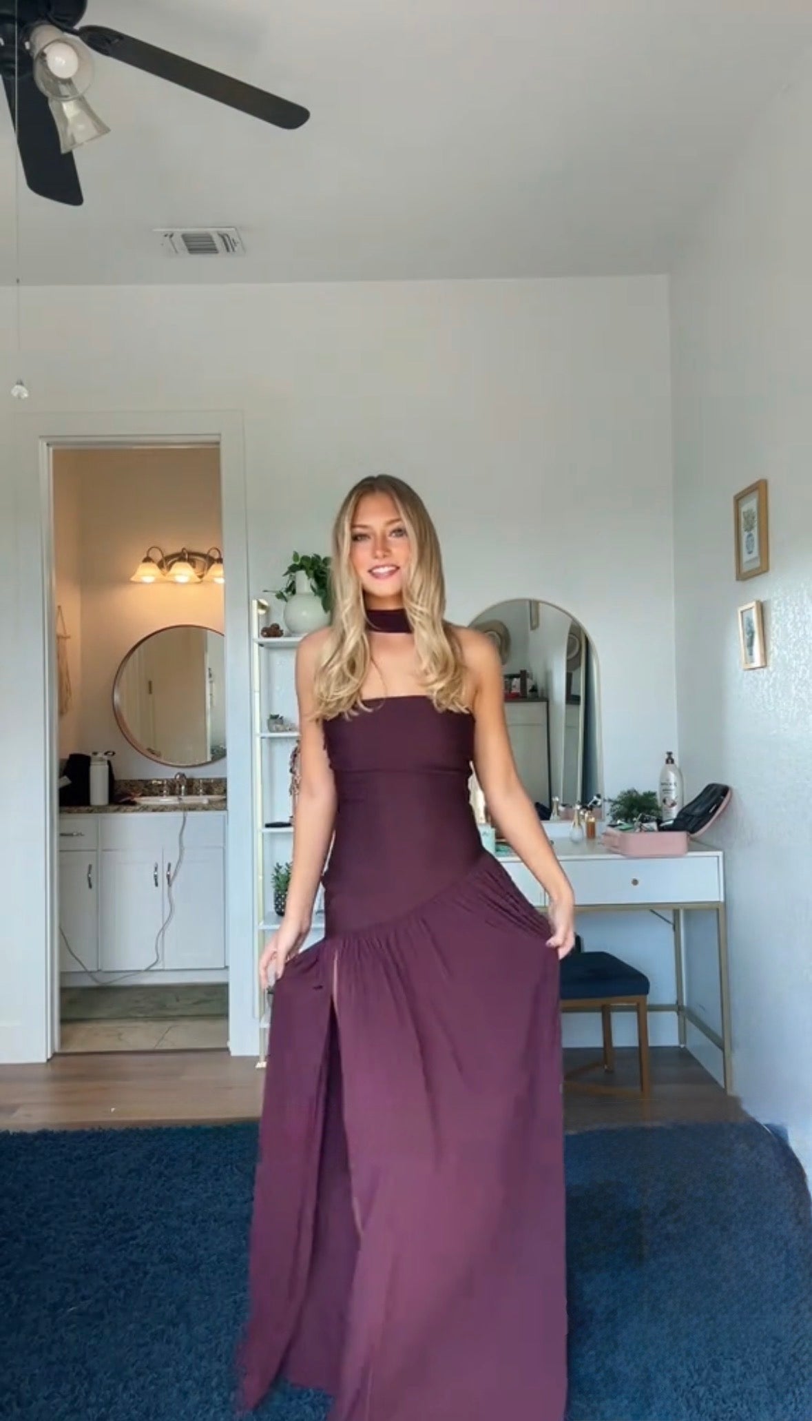 FN - Amelia Drop Waist Bandage Gown in Plum