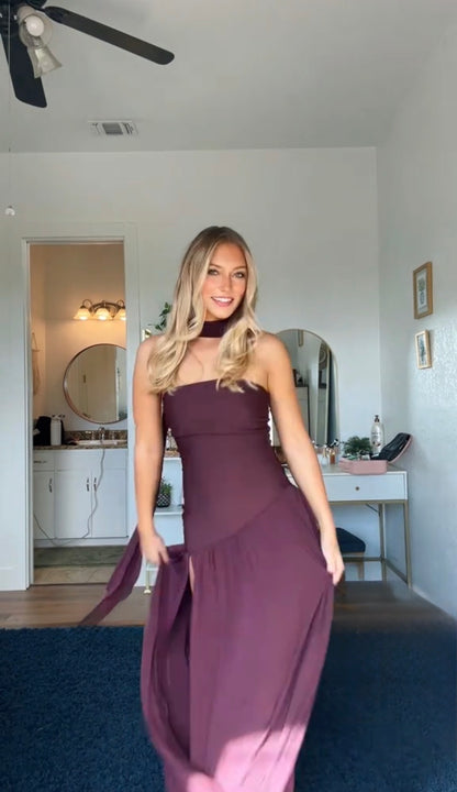 FN - Amelia Drop Waist Bandage Gown in Plum