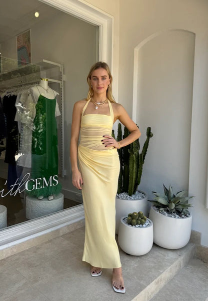 Benni - Gina Halter Dress in Butter