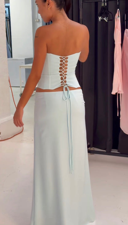 Sabelle - Charlotte Corset & Skirt Set in Aqua Mist