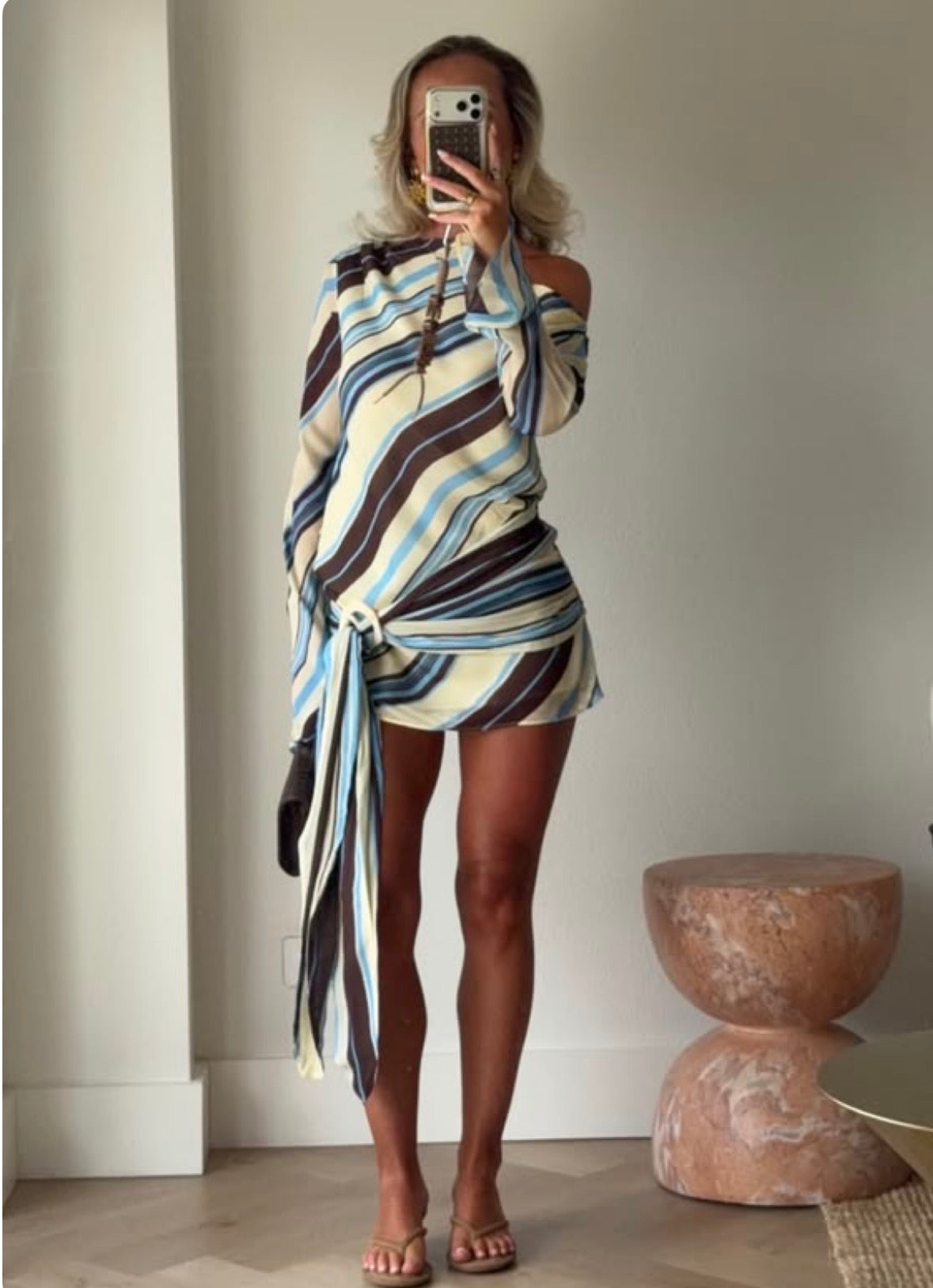 Benni - Elise Mini Dress in Ocean Stripe