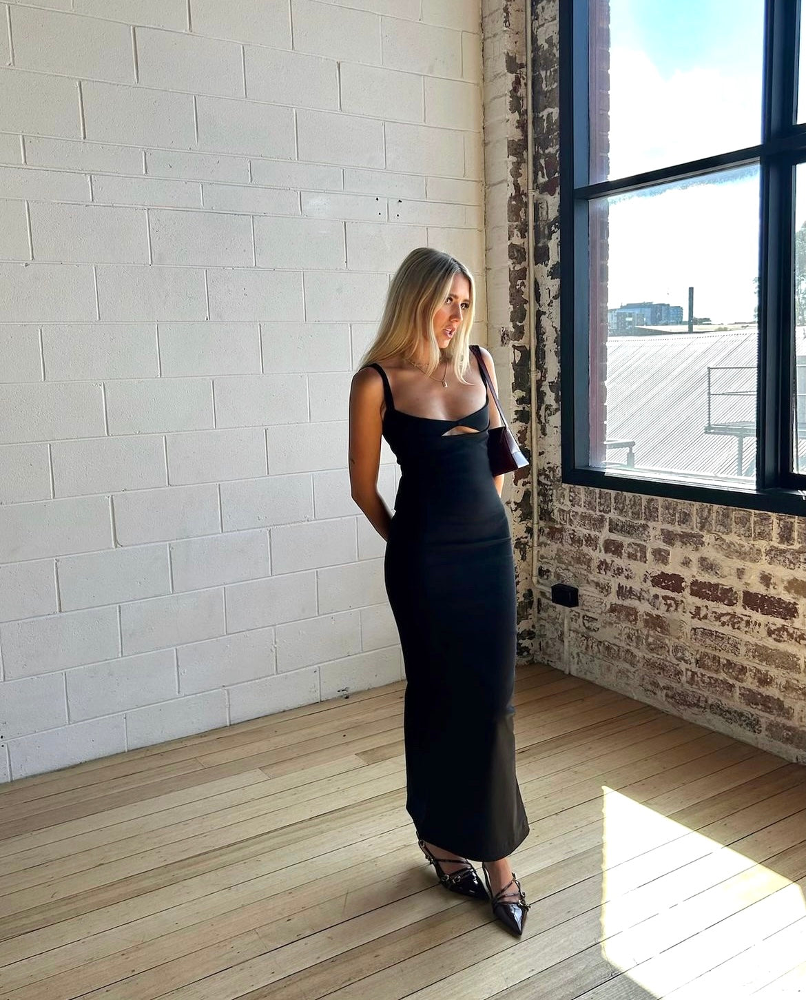 Madison Grace - Bianco Maxi Dress in Black