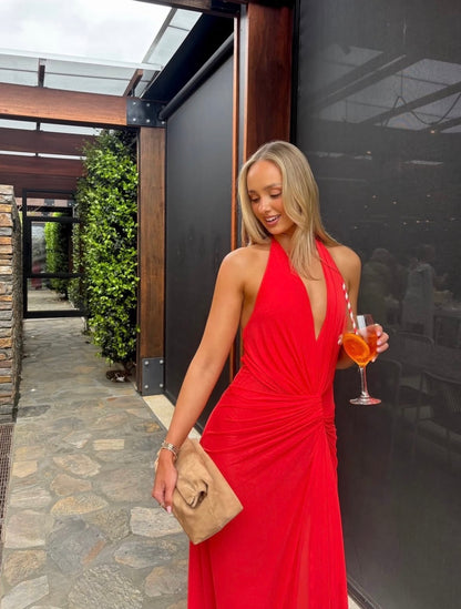 Bec & Bridge - Xanthi V Neck Maxi Dress in Flame