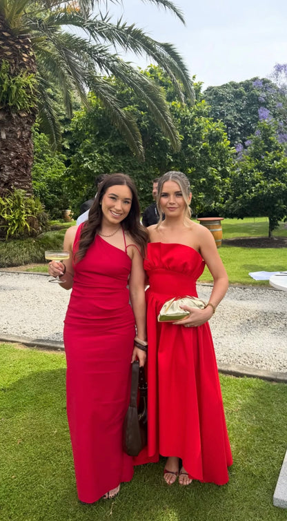 Shona Joy -  Lani Asymmetrical Gathered Maxi Dress in Chilli