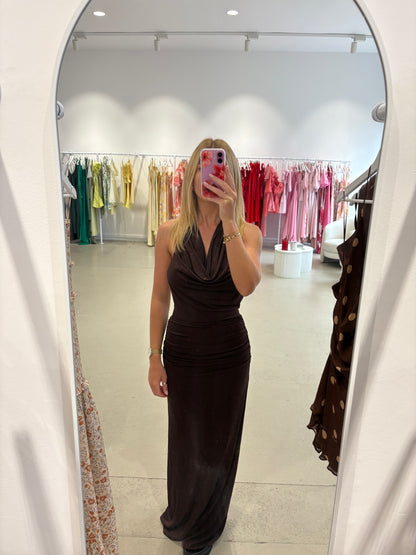 Chancery - Draped Bodice Halter Jersey Dress