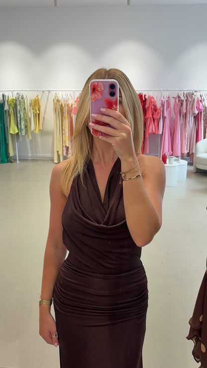 Chancery - Draped Bodice Halter Jersey Dress