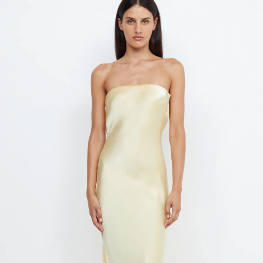 Bec and Bridge - Moondance Strapless Dress in Ice Yellow