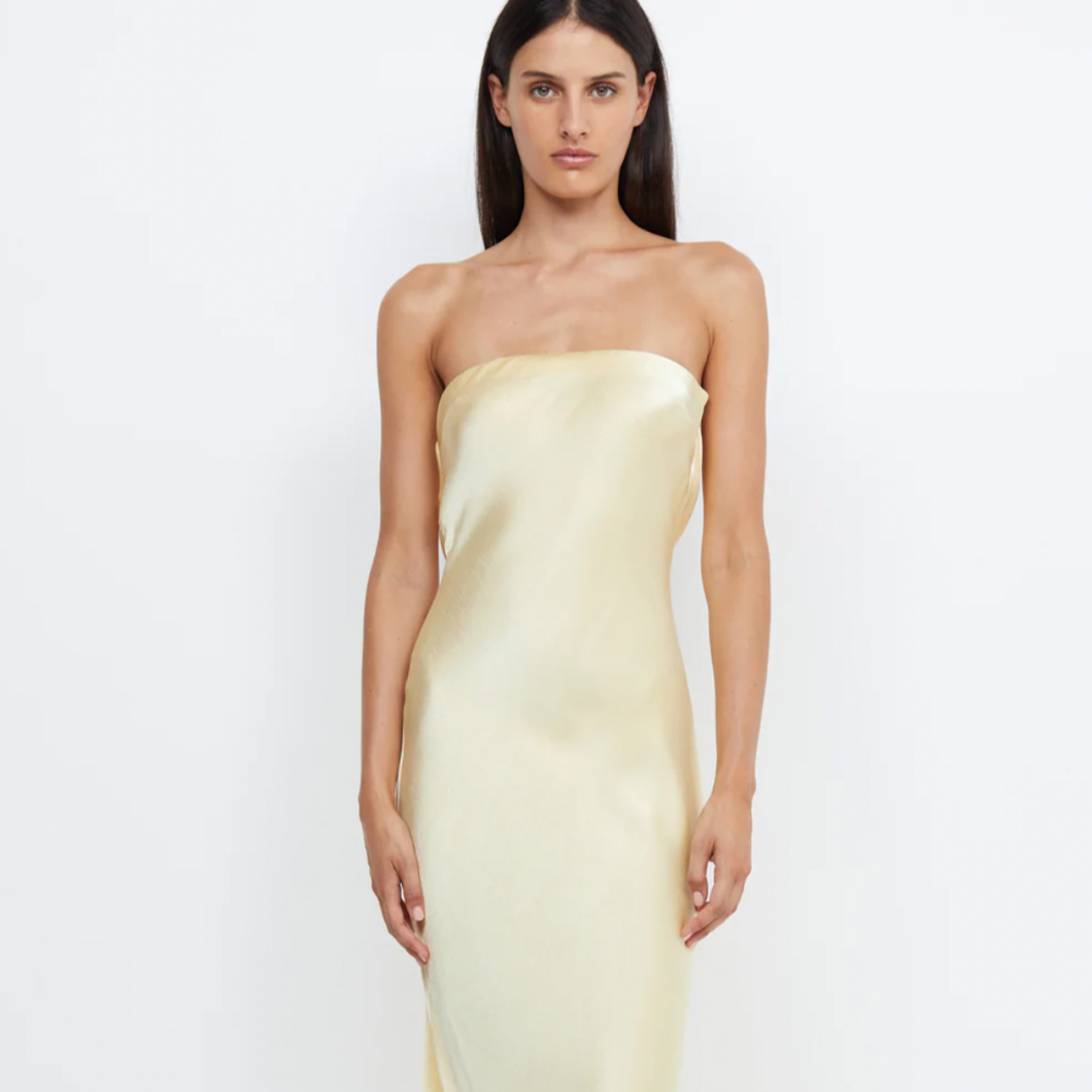 Bec and Bridge - Moondance Strapless Dress in Ice Yellow