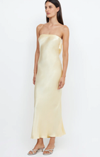 Load image into Gallery viewer, Bec and Bridge - Moondance Strapless Dress in Ice Yellow
