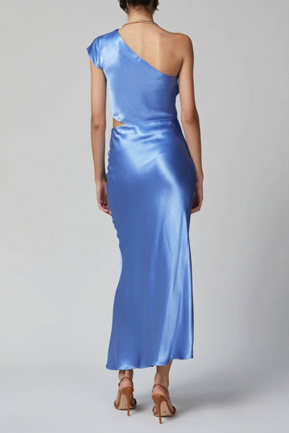 Bec and Bridge - Delphine Asym Midi Dress in Cornflower