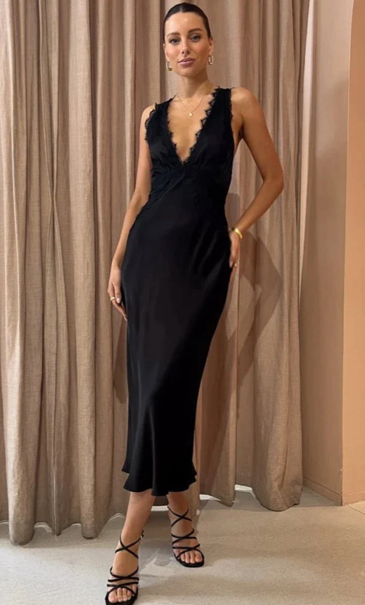 Shona Joy - Camille Lace Cross Back Midi Dress in Black rwsb. Shona Joy - Camille Lace Cross Back Midi Dress in Black rwsb.