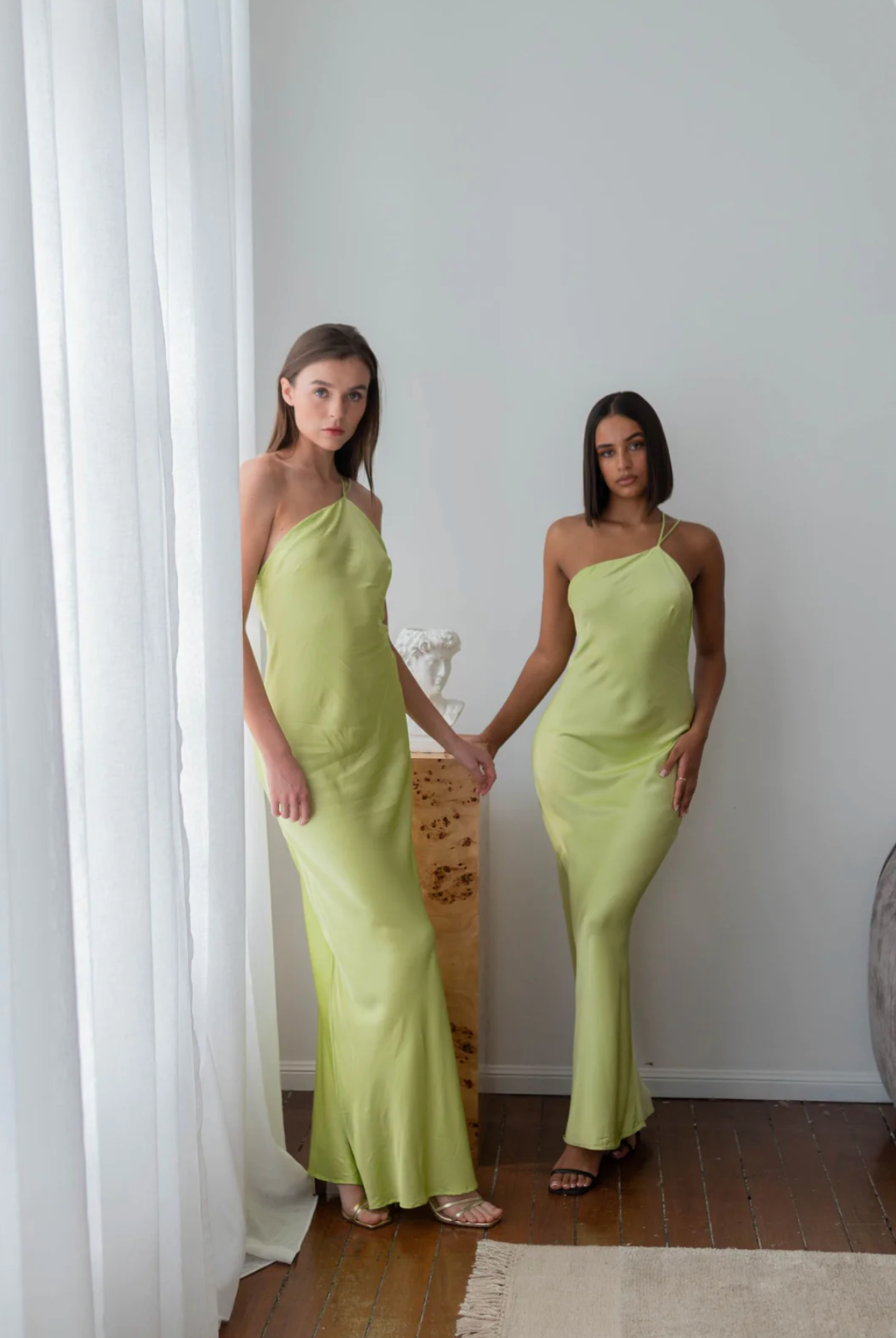 Meshki - Alena One Shoulder Maxi Dress in Pistachio Green