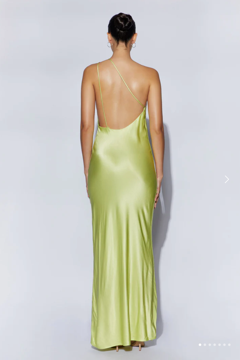 Meshki - Alena One Shoulder Maxi Dress in Pistachio Green