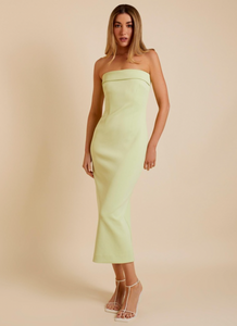 Lover - Bonita Strapless Midi Dress in Light Avocado