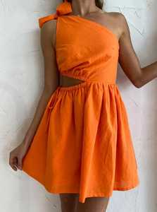 By Nicola - Gabriella One shoulder Mini Dress in Sunkissed
