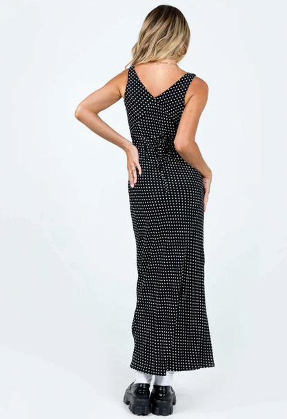 Princess Polly - Nellie Maxi Dress Black Polka Dot