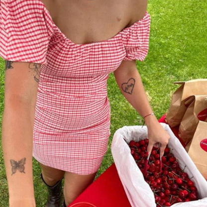 Ruby - Delphi Gingham Dress in Strawberry