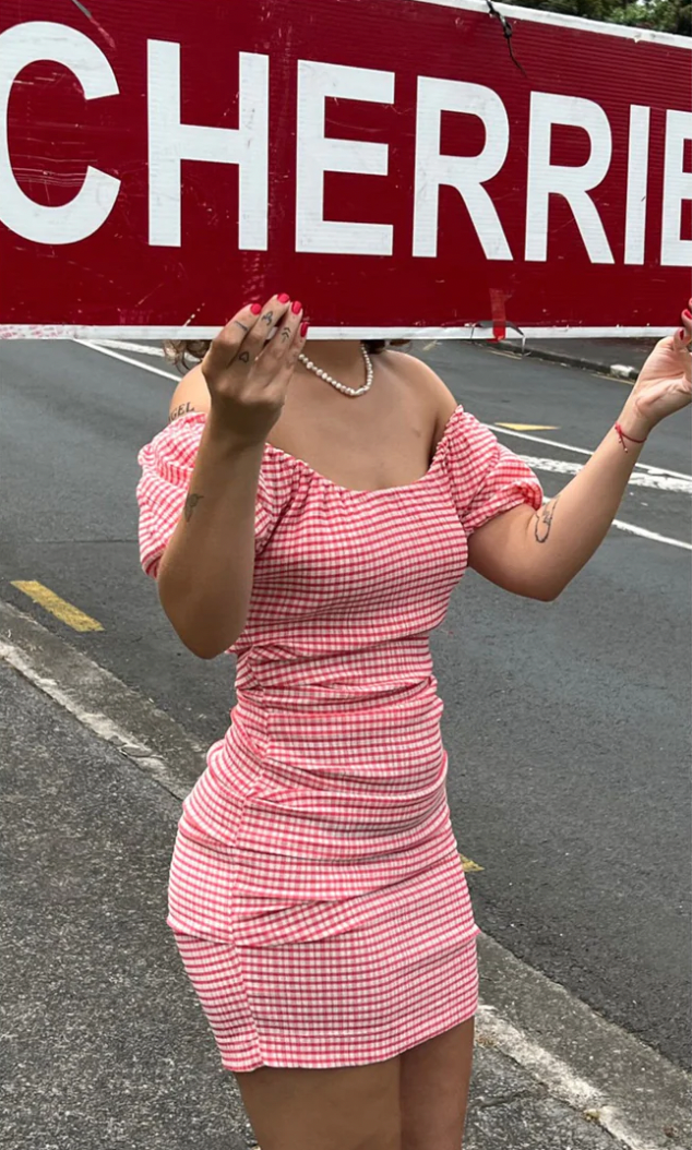 Ruby - Delphi Gingham Dress in Strawberry