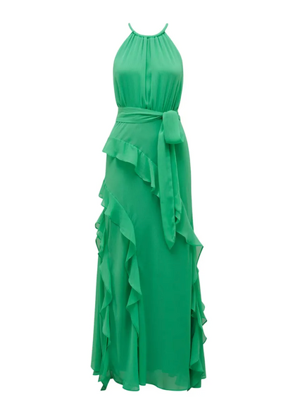 Forever New - Bridie Halter Neck Ruffle Maxi Dress in Green