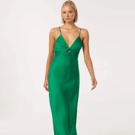 Forever New - Cassia Satin Cutout Midi Dress in Green