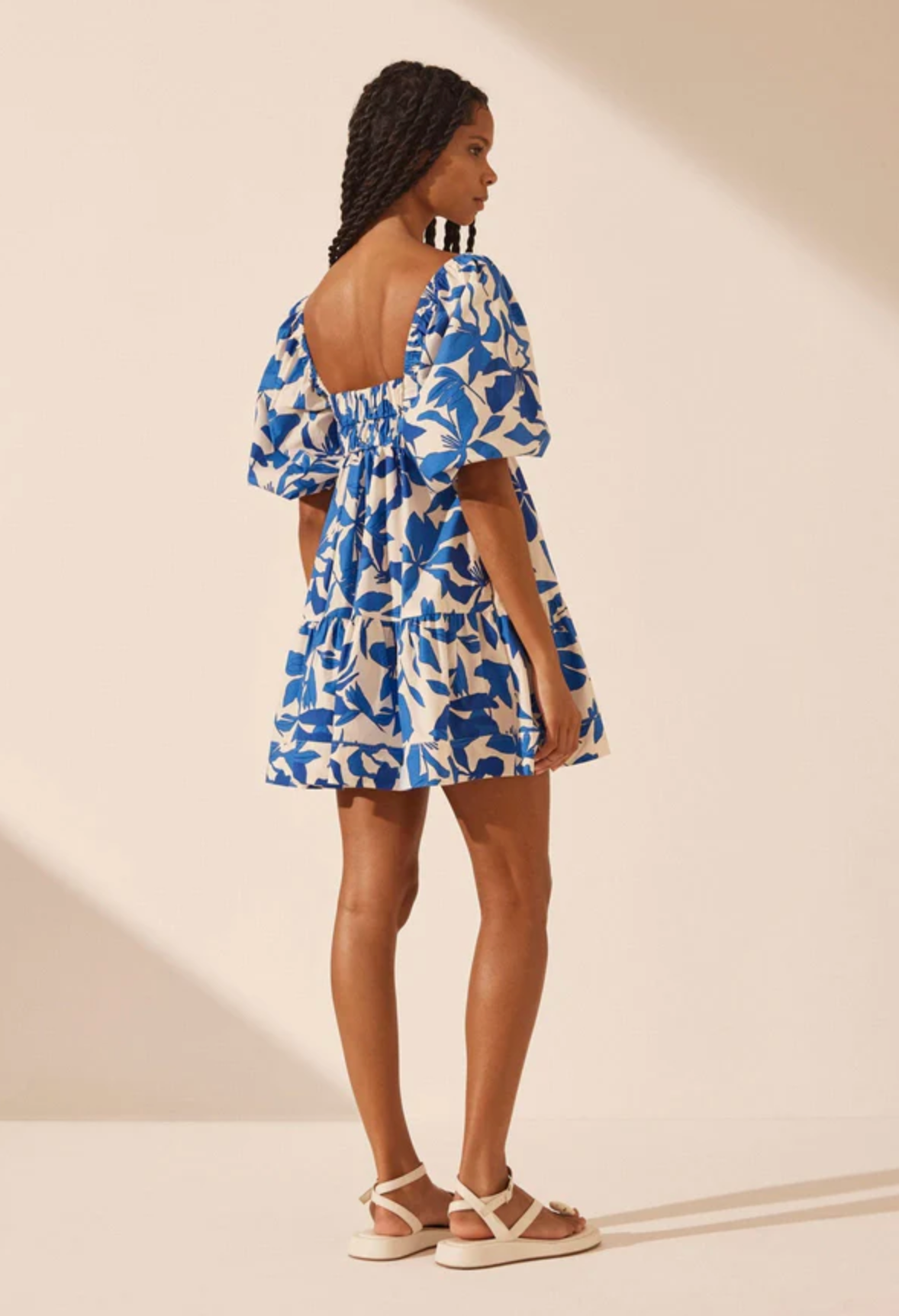 Shona Joy - Bleue Square Neck Tiered Mini Dress
