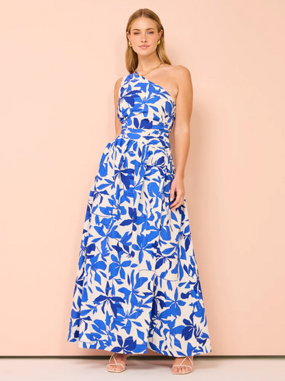 Shona Joy - Bleue Asymmetrical Cut Out Maxi Dress In Ivory/Aqua
