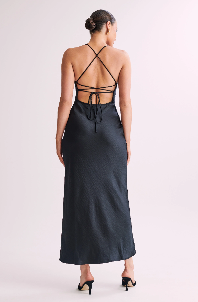 Meshki - Sydney Straight Neck Slip Maxi Dress - Black