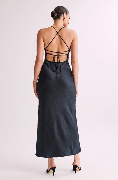 Meshki - Sydney Straight Neck Slip Maxi Dress - Black