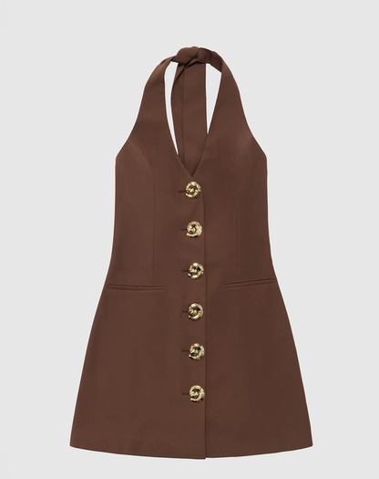 The Wolf Gang - Irida Vest Dress in Chocolate