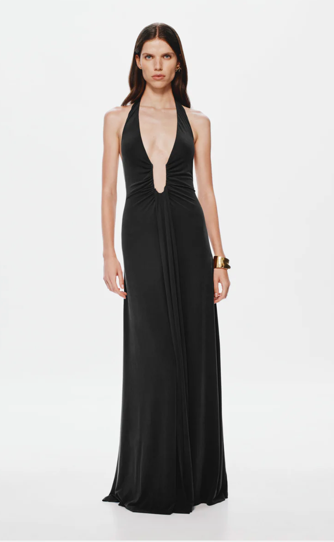 Misha - Jennifer Cupro Maxi Dress in Black