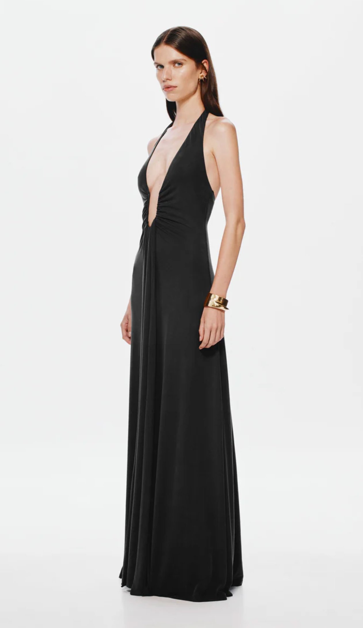 Misha - Jennifer Cupro Maxi Dress in Black