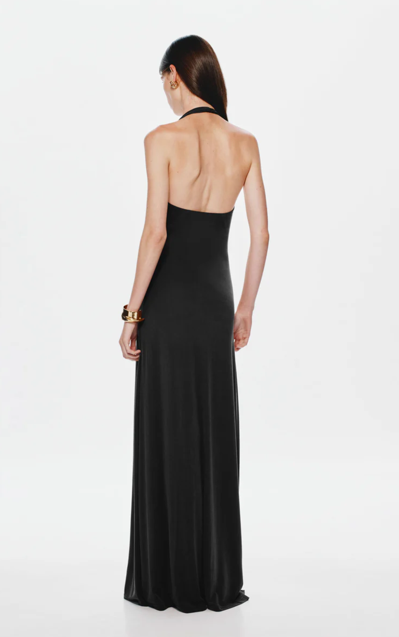 Misha - Jennifer Cupro Maxi Dress in Black