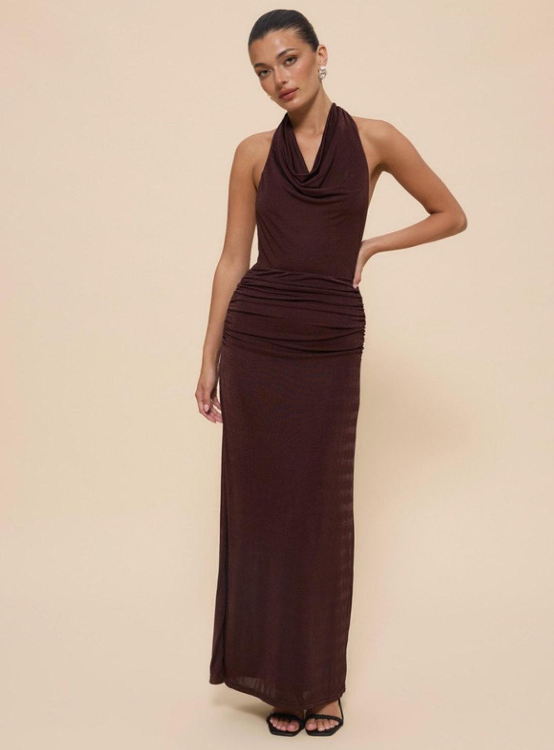 Chancery - Draped Bodice Halter Jersey Dress