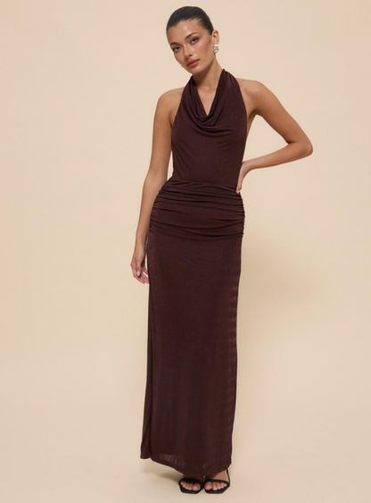 Chancery - Draped Bodice Halter Jersey Dress