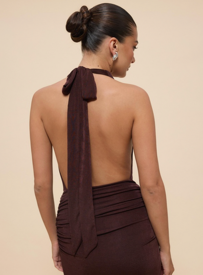 Chancery - Draped Bodice Halter Jersey Dress
