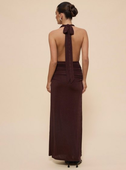 Chancery - Draped Bodice Halter Jersey Dress