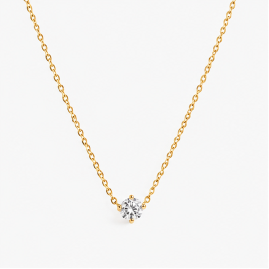 JEWELLERY -  Single Diamond Chain Necklace