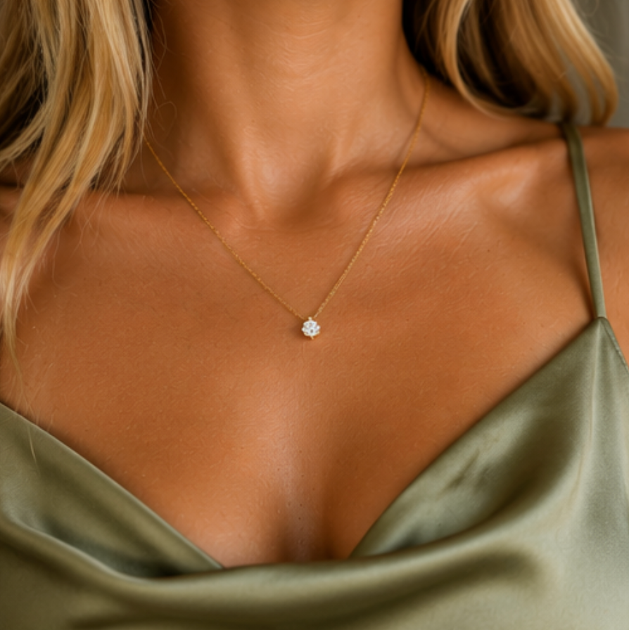 JEWELLERY -  Single Diamond Chain Necklace