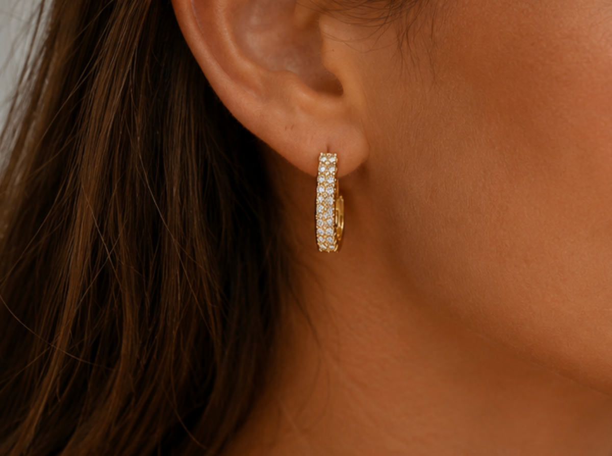 JEWELLERY - Gold Diamond Hoop Earring