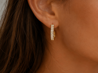 JEWELLERY - Gold Diamond Hoop Earring