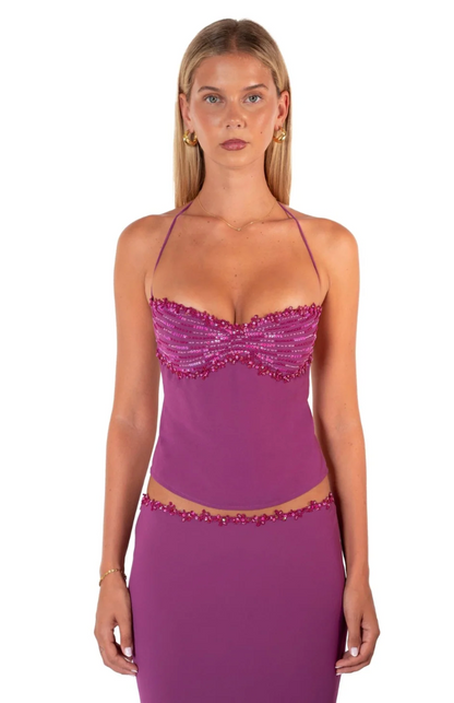 I am Delilah - Jemima Halter Top & Skirt Set in Berry