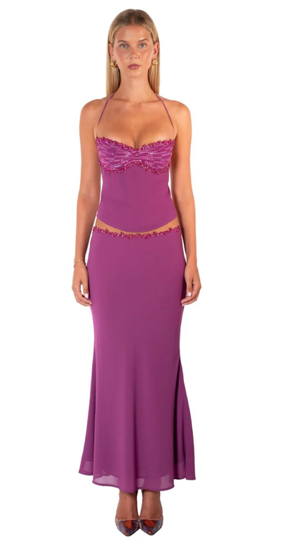 I am Delilah - Jemima Halter Top & Skirt Set in Berry